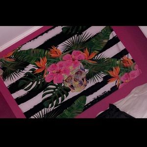 skulls & flowers tapestry. very colorful.